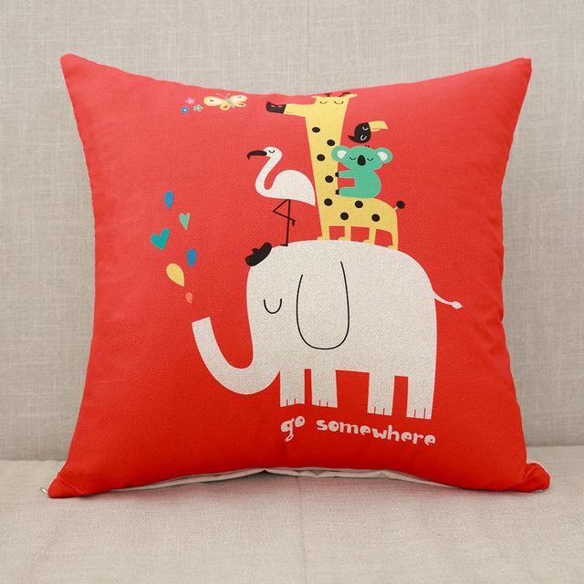 Cute Cartoon Cushion Cover Elephant Cat Decorative Pillowcase Giraffe Throw Pillow Case For Sofa Funda Cojin Kussenhoes
