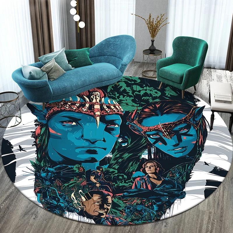 

Дисней Фільм Аватар Принтований Круглий Килимок для Підлоги Спальня Вітальня Диван Крісло Кухня Двері Килим Декор Нековзний Килим 120x120cm
