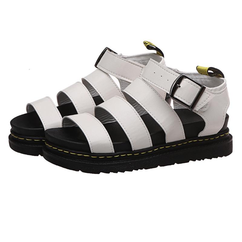 

Summer Flatform Womens Ankle Strap Sandals Chunky Block Platform Shoes Leather 42