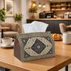 1pc Persian Oriental Art Tissue Box - Beige Blue Classic Napkin Storage Box, Suitable for Rolls/facial Tissues/single Sheets,Two Sizes Available for H