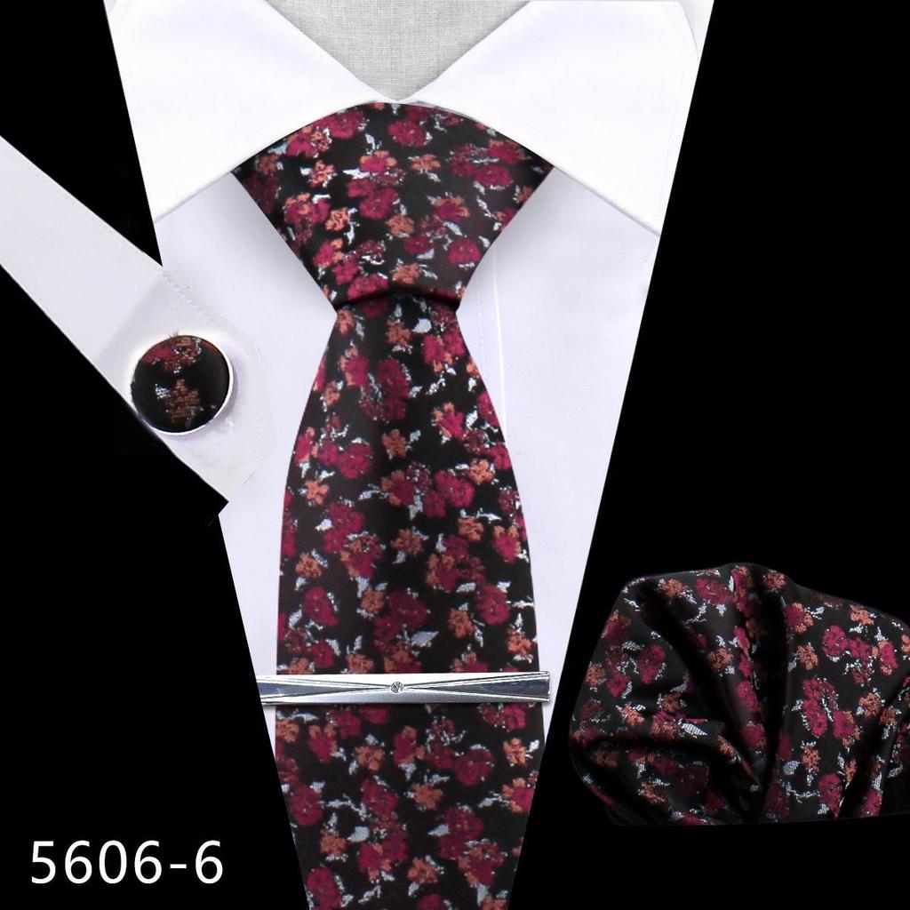 Men's Premium Polyester Tie, Pocket Square & Cufflink Set for Formal Events