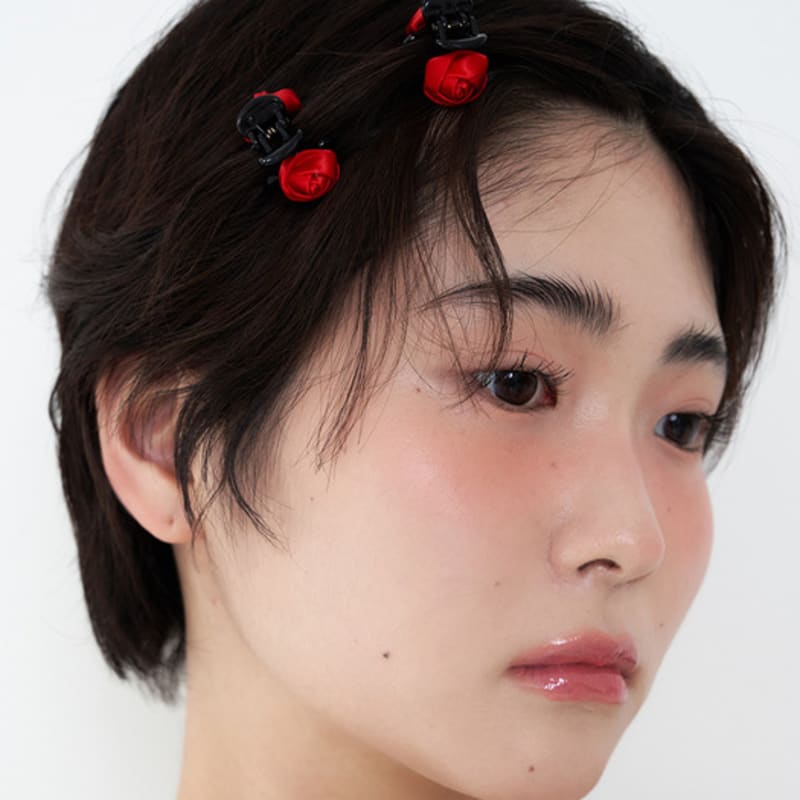 Geegee [2SET] Petit Rose Hair Clip - Red