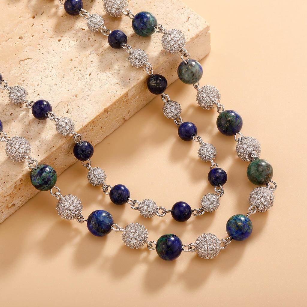 Lapis Lazuli and Zircon Choker Necklace - Hip Hop Style for Men and Women