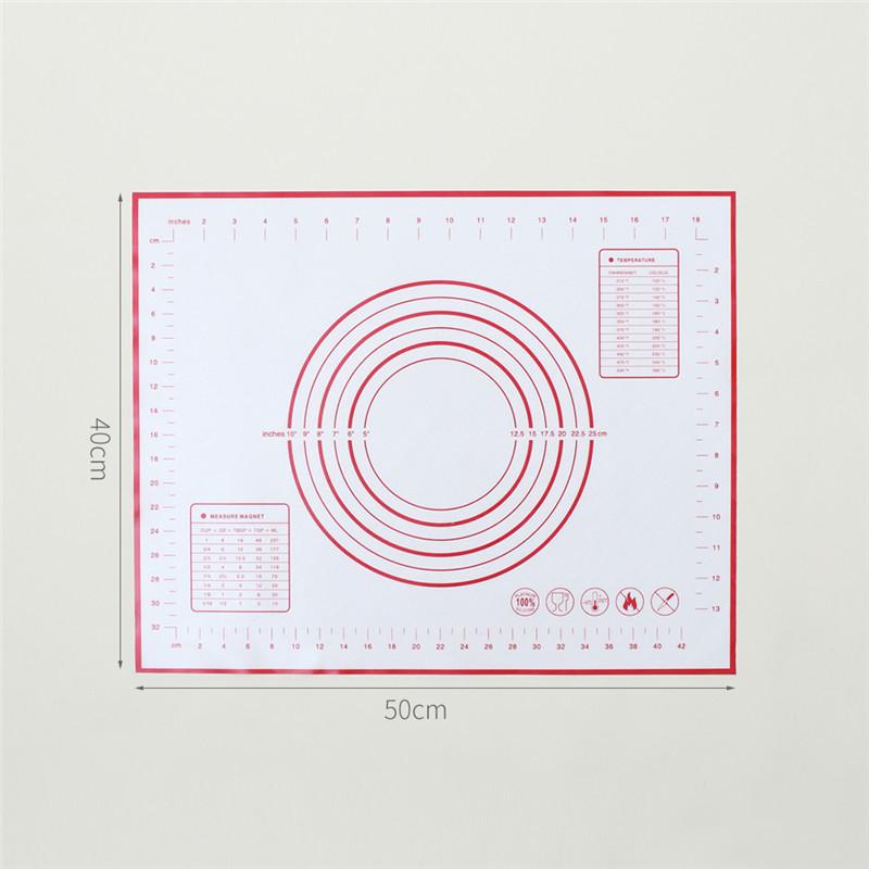 60/50/40cm Silicone Pad Baking Mat Sheet Kneading Dough Mat For Kitchen Rolling Dough Pizza Large Dough Non-Stick Maker Holder