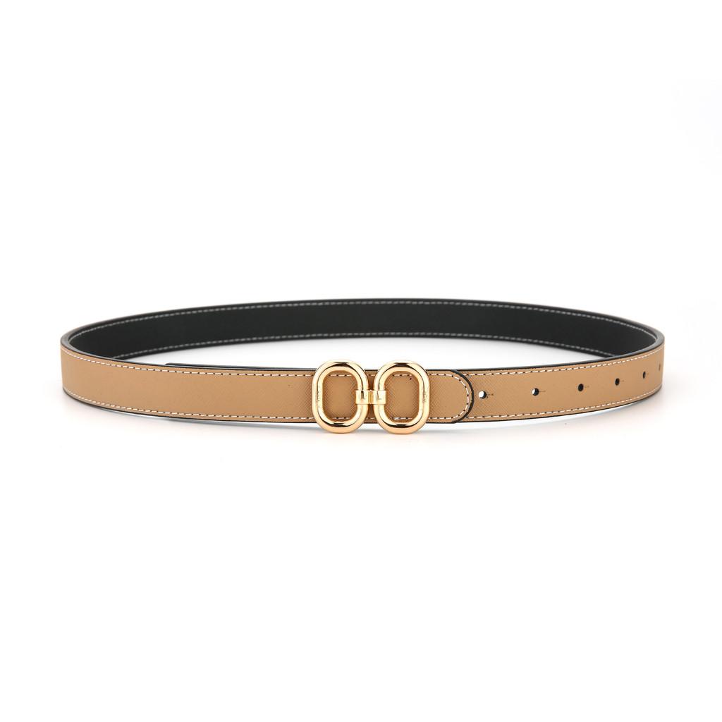 Genuine Leather Doublesided Womens Belt With Square Alloy Buckle For Casual Wear