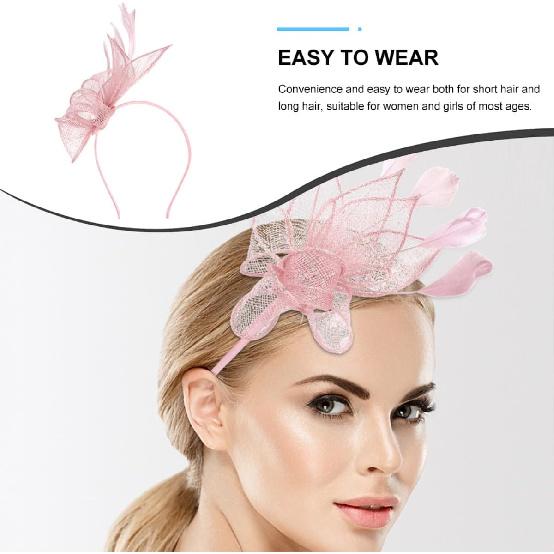 Chapeau Fascinator Rose en Maille Ipetboom avec Bandeau et Pince à Cheveux, Petit Chapeau pour Cocktail et Tea Party pour Femmes, Accessoire de Cheveux Léger pour Occasion Spéciale