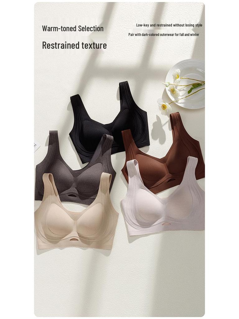 Flannel Warm Vest-Style Wireless Bra: Seamless, Anti-Sagging, Perfect for Small Chests
