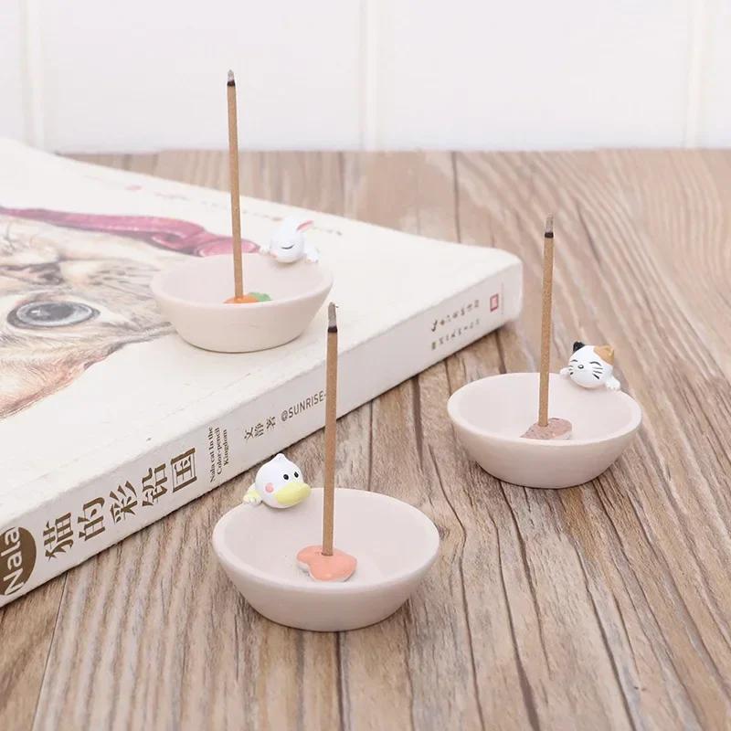Cartoon Animal Incense Holder Plate Zen Indoor Home Decoration Resin Crafts Ornaments Creative Joss Stick Incense Container