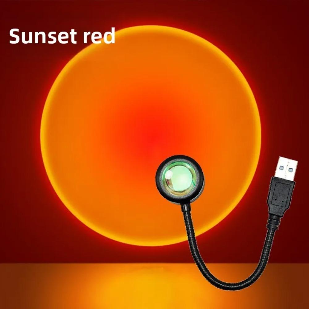 USB Sunset Ambient Projection Lamp Night Light for Bedroom Living Room Home Decor Relaxing Wall Background Lighting Atmosphere