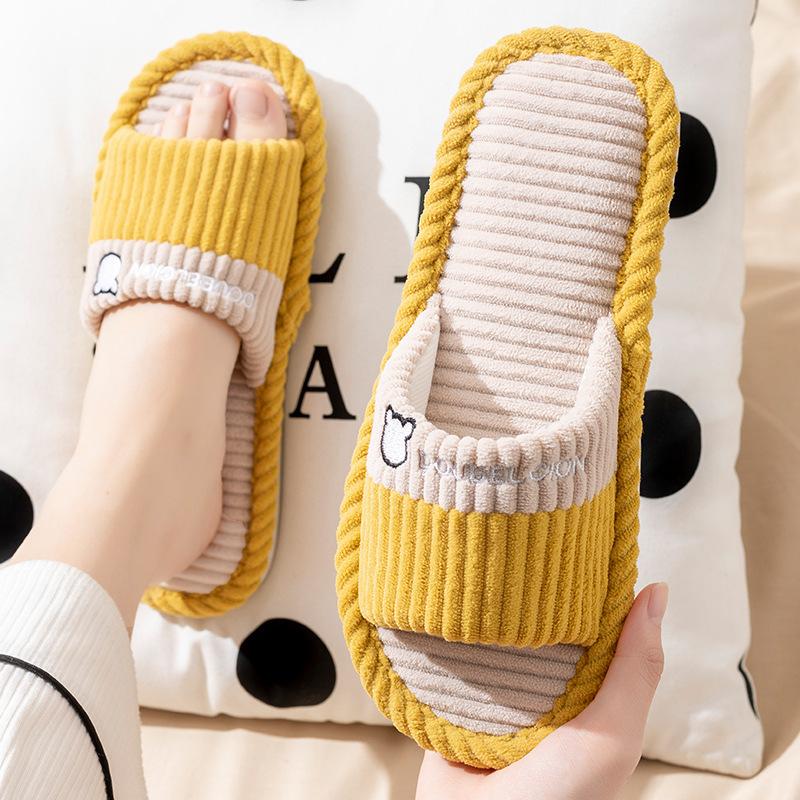 

Linen slippers men s new indoor home couple home silent non-slip breathable soft bottom cotton and linen slippers women 38-39 [suitable for sizes 37-38]