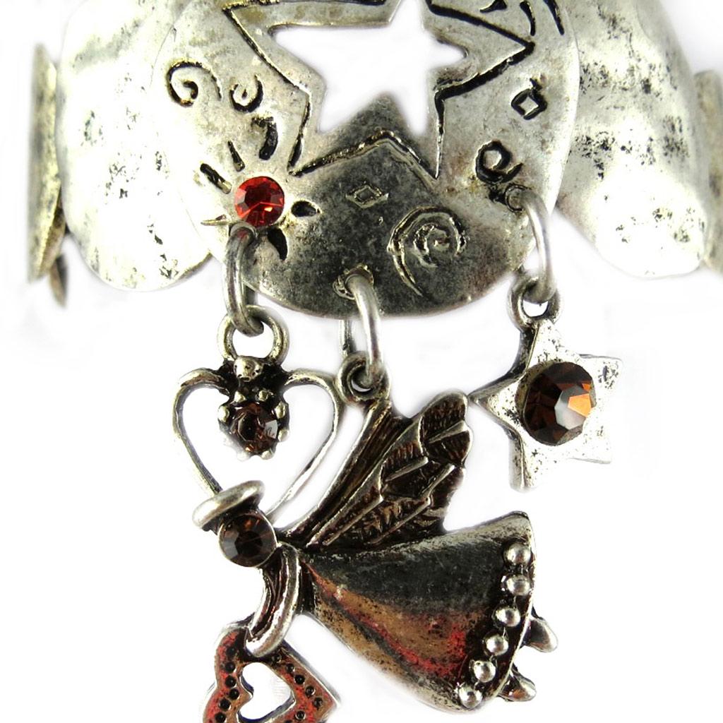 Les Trésors De Lily [F7966] - Orange Silvery 'Cunégonde' Designer Bracelet