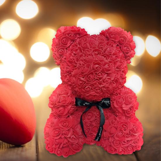 

Прочный вечный цветок Романтическая искусственная роза ручной работы Несколько цветов Медведь