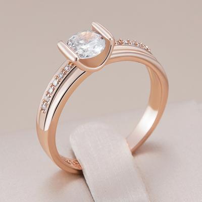 Anillo de Boda Blanco Brillante de Zircón Natural Para Mujeres Lujo Color Oro Rosa Accesorios Joyería Fina Diaria