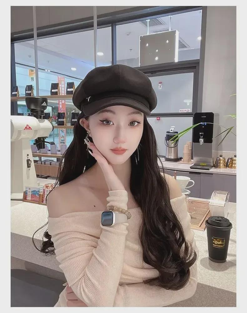 

Съемный парик-шапочка из длинных вьющихся волос 2024 года осень/зима – универсальный стиль для женщин