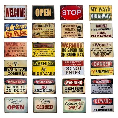 Warning No Smoking Do Not Enter Warning Signs Shabby Rusted Vintage Metal Plaques Garage Bar Workshop Vintage Wall Waring Plates