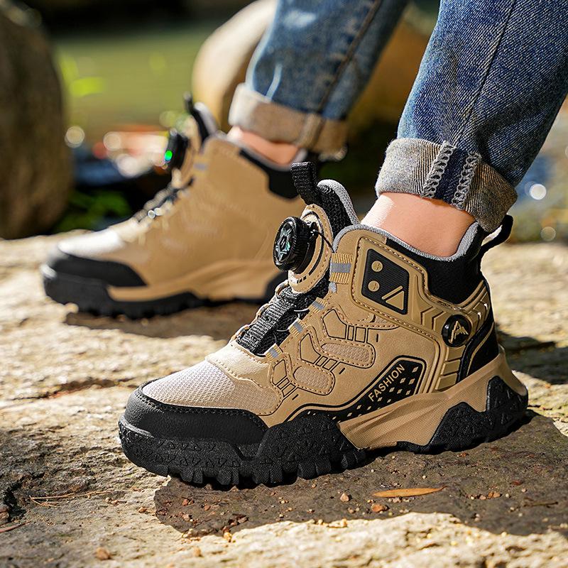 נעלי ספורט לילדים סתיו 2026 עם אבזם מסתובב - עור עמיד בפני החלקה ושחיקה להליכה וריצה