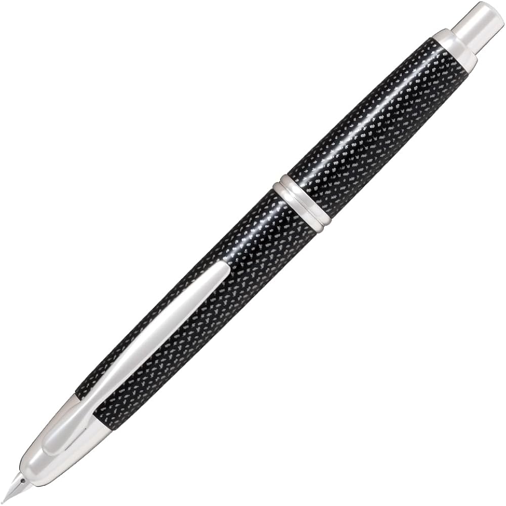 PILOT Mannenhitsu Capless Kasuri Chrome M Kasuri Black Fountain Pen FCN2MRKBM