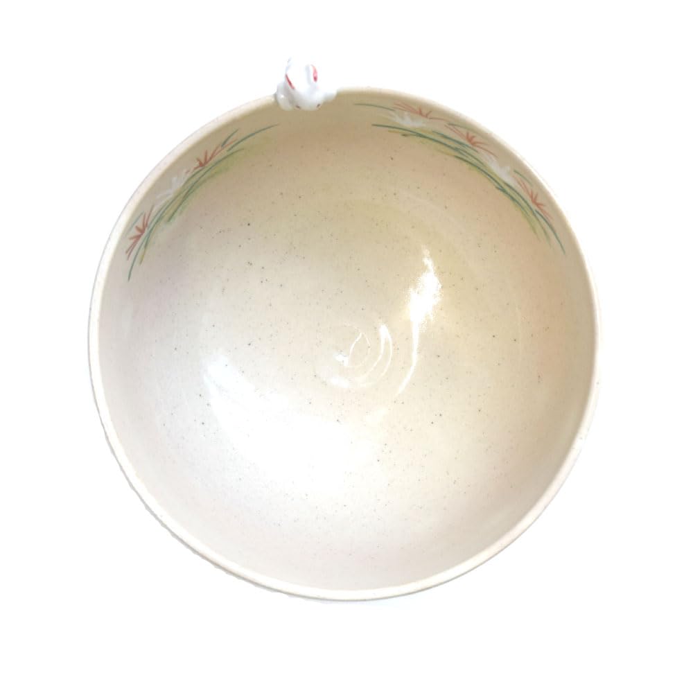 Matcha Tea Bowl, Kyoto Ware, Made in Japan, Rabbit Design, by Takenaka Kosho, Perfect for Tea Ceremony, Gift, 14cm Wide x 9cm High