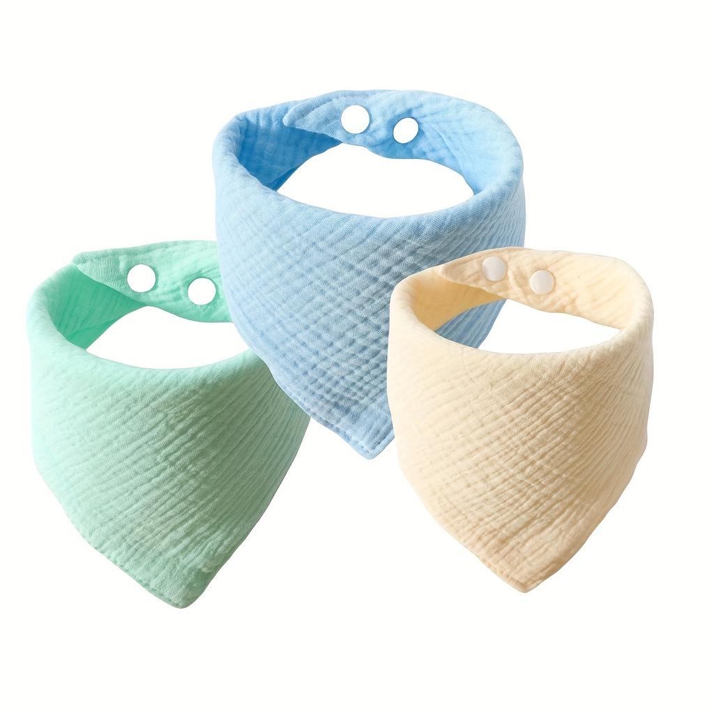 3pcs Soft Burp Towels, Muslin Six-layer Gauze Bibs Soft Feeding Bibs Cotton Crepe Triangle Bib - For Babies & Toddlers Drool Bib