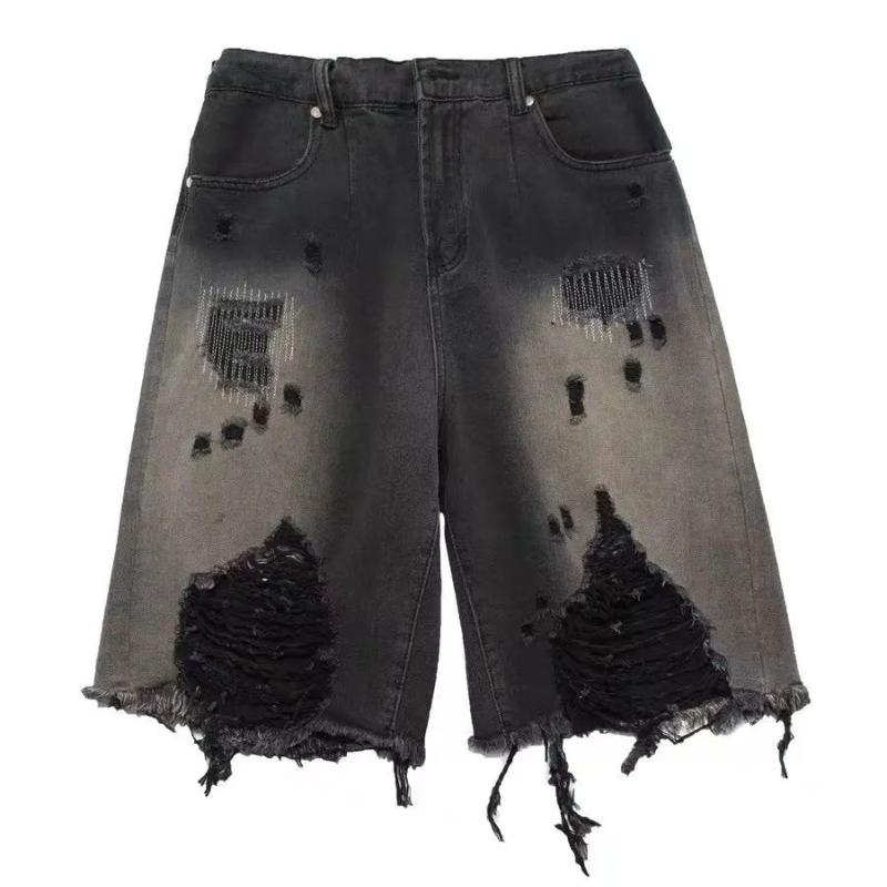 

Джинсовые шорты для женщин. Градиентный рваный дизайн с вырезами. Лето. Повседневные. Корейский стиль. Модные базовые модели. XXL чёрный