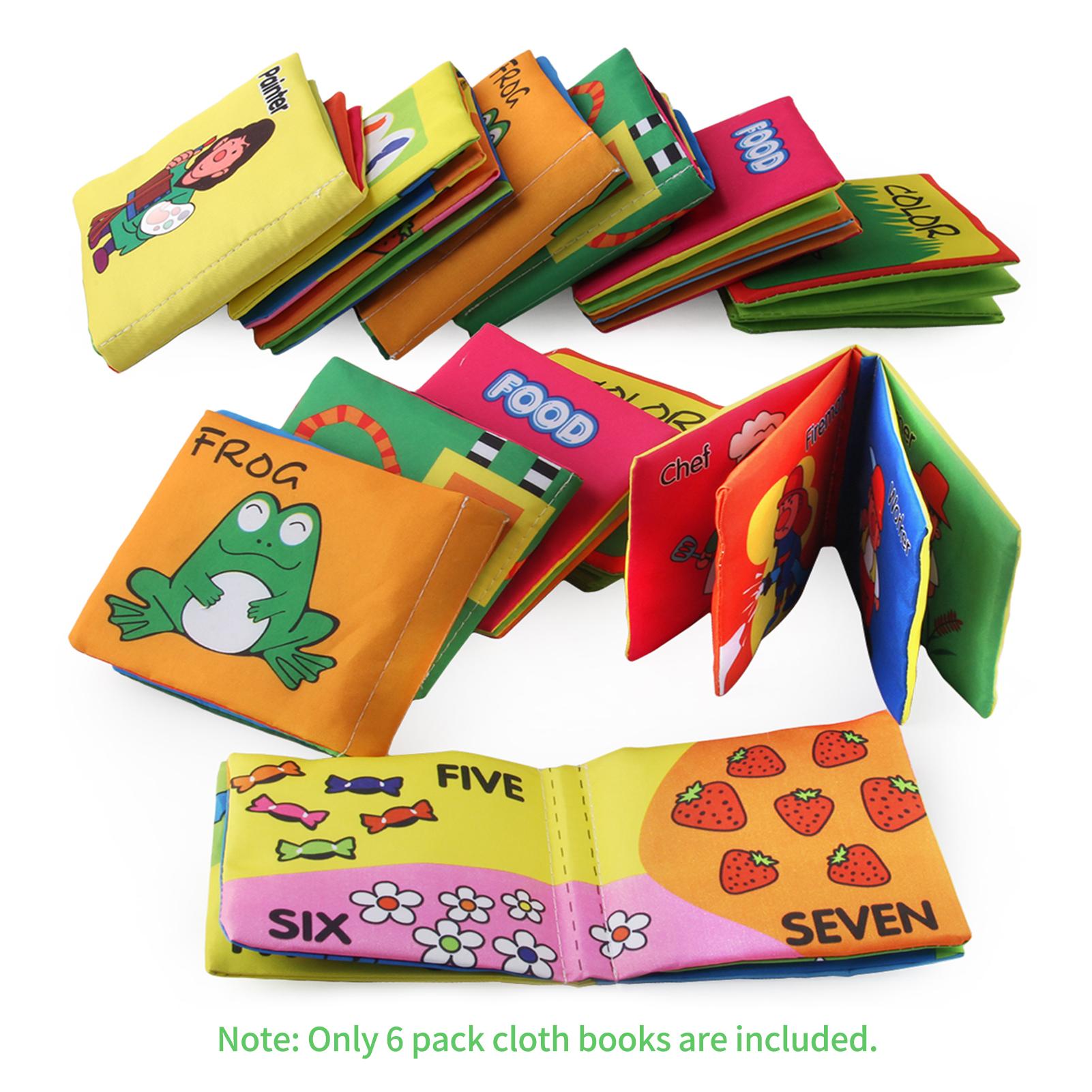 

6 Pack Soft Baby Cloth Books Non-Toxic Crinkle Books Friction with Rustling Sound Infants & Toddler rly Lrning Educational Toy Gift for Children Boys