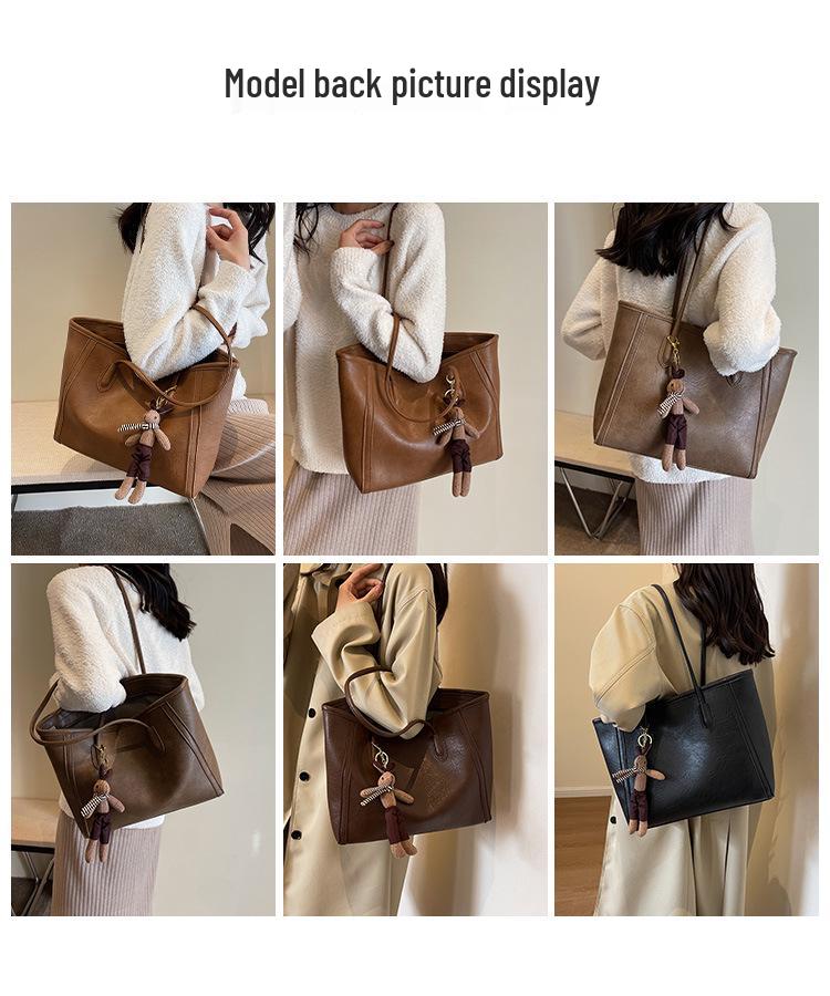 Autumn/Winter 2025 Large Capacity Retro Shoulder Tote Bag for Women