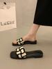 Flat two wear sandals female French fairy style summer fashion with skirt temperament wear versatile Roman cool slippers