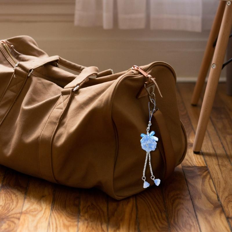 Hydrangea Flower Phone Charm Trendy Bag Pendant Bowknot Bag Charm Phone Lanyard Glaze Material for Trendy Individuals