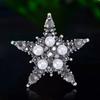 Rhinestone Pentagram Pins for Women Unisex Pearl Star Brooches Event Party Backpack Decoration Clothes Accessories