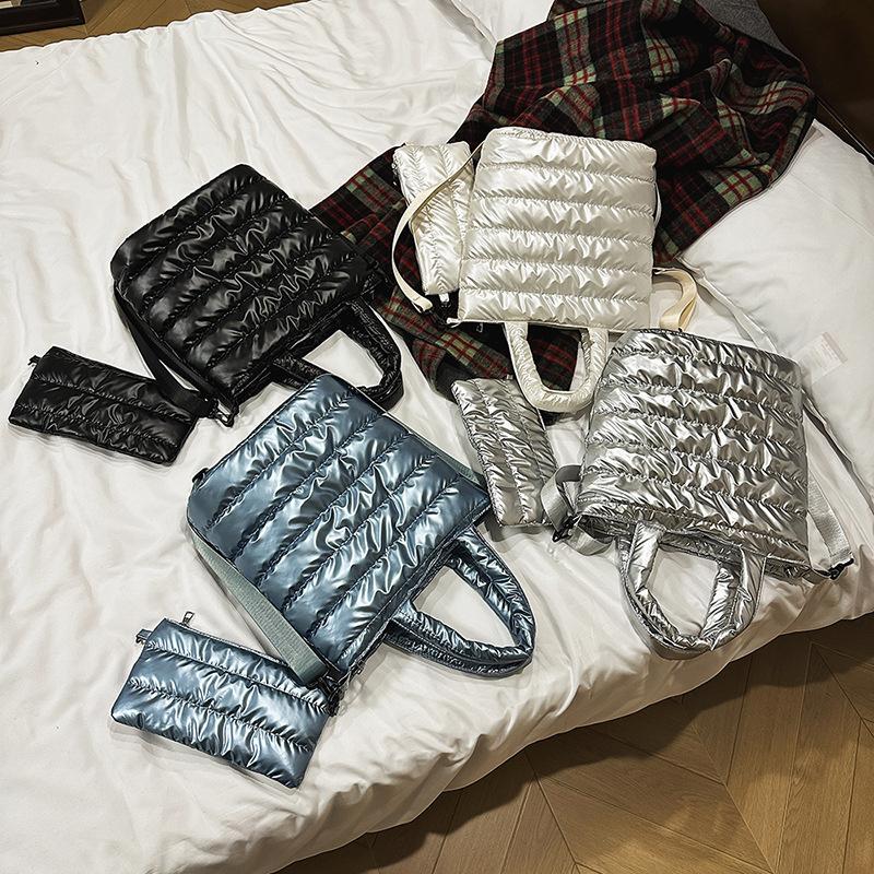 Winter Space Cotton Tote Bag For Women Fashion Casual Messenger Bag Designer Puffy Handbag Large Capacity Shoulder Bag