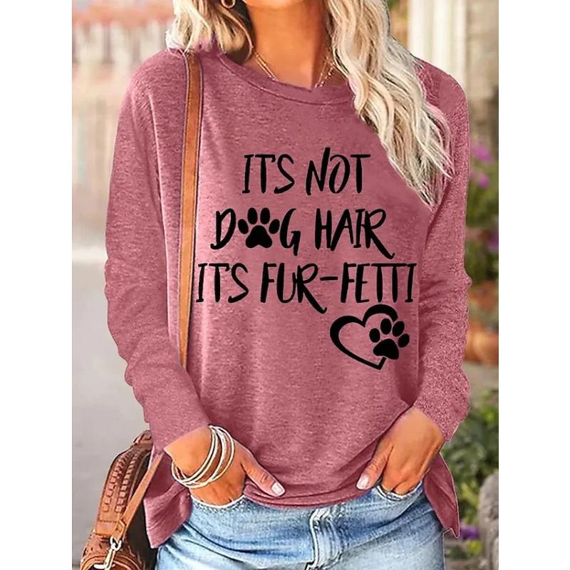 

2025 New Spring Autumn Women s Round Neck Pullover Simple Style T-shirt Fashion Tops Tee Shirt Everyday 3D Printing Long Sleeve L