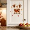 Decorative Cabinet Door Stickers Thanksgiving Fall Wall Stickers, Cute Cartoon Rabbit Squirrel Pumpkin Maple Leaf Decals Environmentally Friendly Art