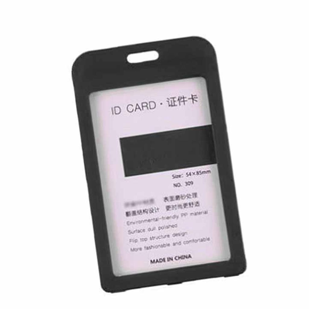 10PCS Clear ID Card Holders Plastic Rounded Corners Frosted Surface Removable Lanyard Black Edges