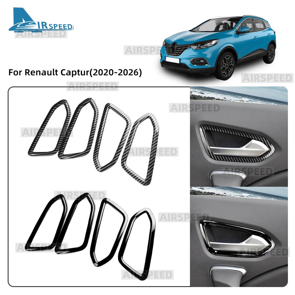 Carbon Fiber Inner Door Handle Trim Cover For Renault Captur 2020-2026 LHD RHD Universal Anti-Scratch Auto Interior Parts