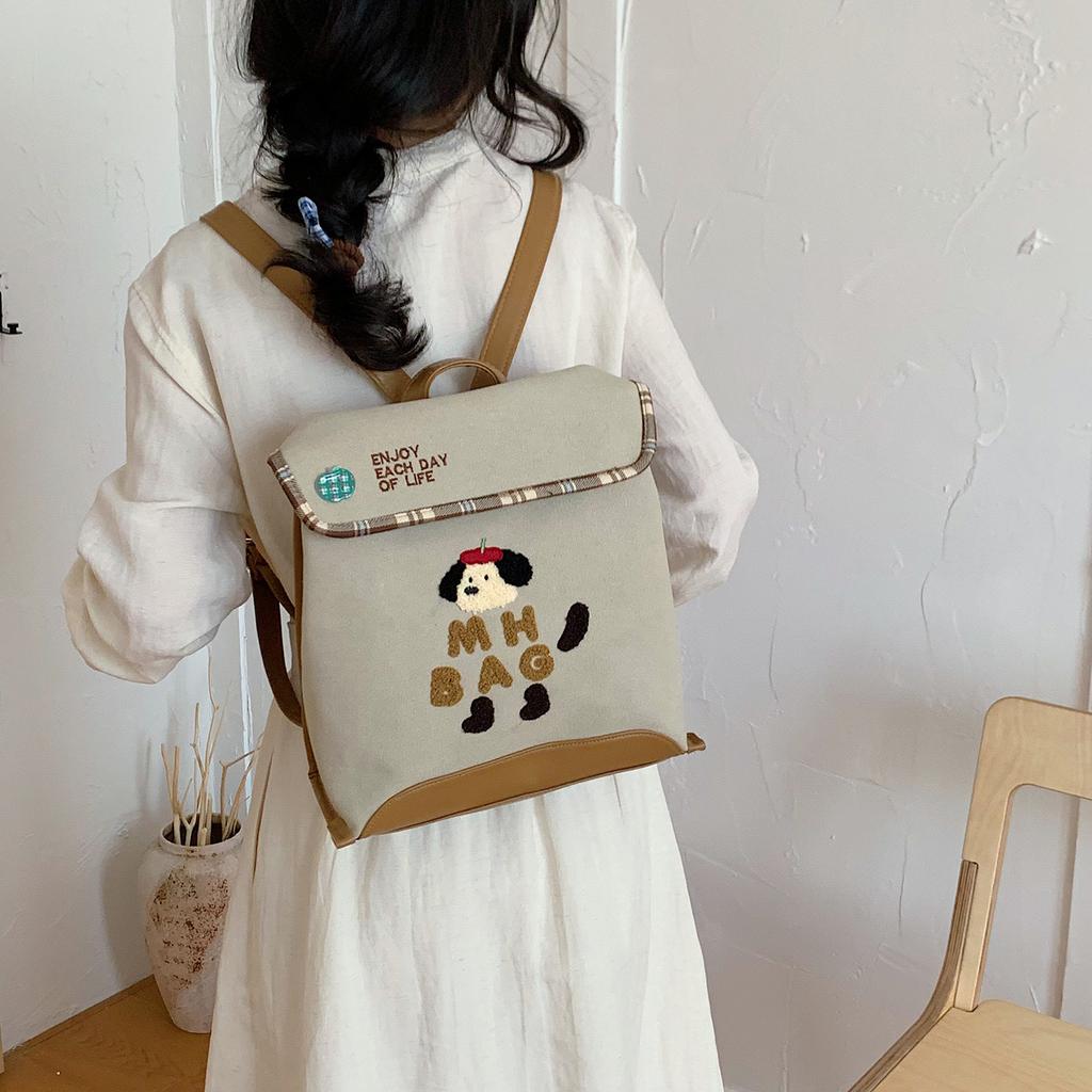 Schoolbag Premium sense niche ins schoolbag female cute puppy backpack large capacity women's shoulder messenger bag versatile