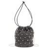 Metallisk strikket snørepose 2613112002 Gunmetal [Kuuko] Fargeblokk med perlepynt 2-veis (219)
