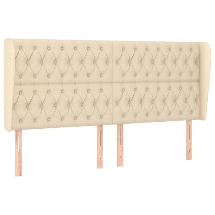 VidaXL Tête de lit avec oreilles Crème 183x23x118-128 cm Tissu3118311