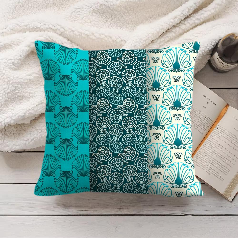 Seashell pattern Cushion Cover Soft Short Plush Pillow Cover Smooth Cozy Texture Aesthetic Cushion Case Home Decor