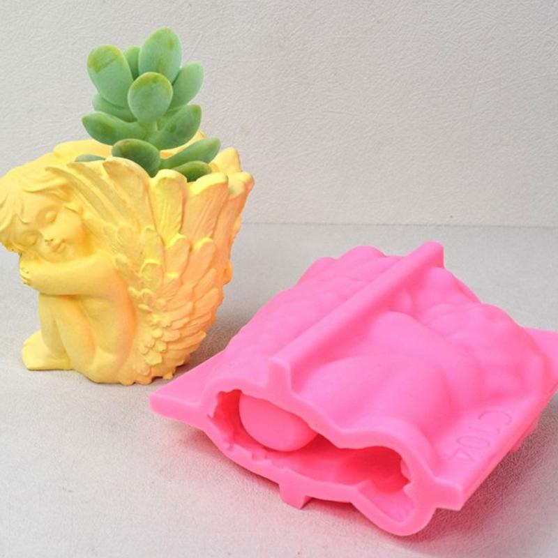 Succulent Planter Mold Girl Flower Pots Silicone Mold DIY Candle Pen Holder Mold Makeup Holder Epoxy Resin Moulds