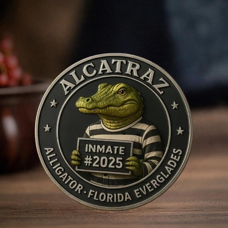 Alligator Alcatraz Inmate Mugshot Novelty Coin,Alcatraz Prison Memorabilia, Unique Collectible Challenge Coin, Unusual History Gift