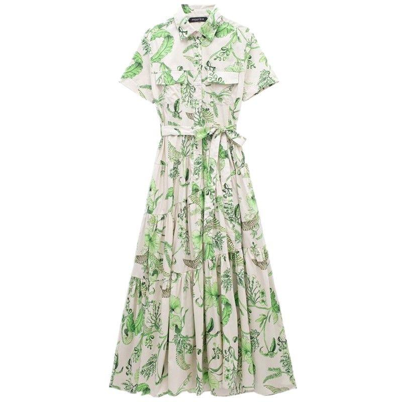 

Летняя новинка, стройнящая, легче всего сочетать, рубашка с принтом Green M