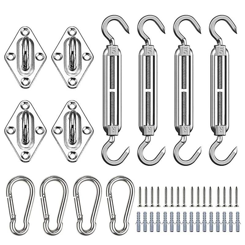 44pcs Sun Shade Sail Stainless Fixing Fitting Kit Garden Patio Awning Canopy Accessory