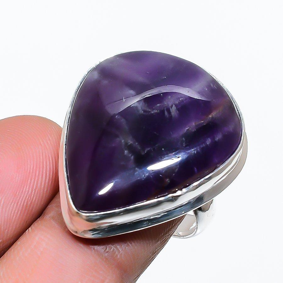 

Ювелирное кольцо из стерлингового серебра 925 пробы с натуральным шалфейным аметистом, размер 7 V4G44