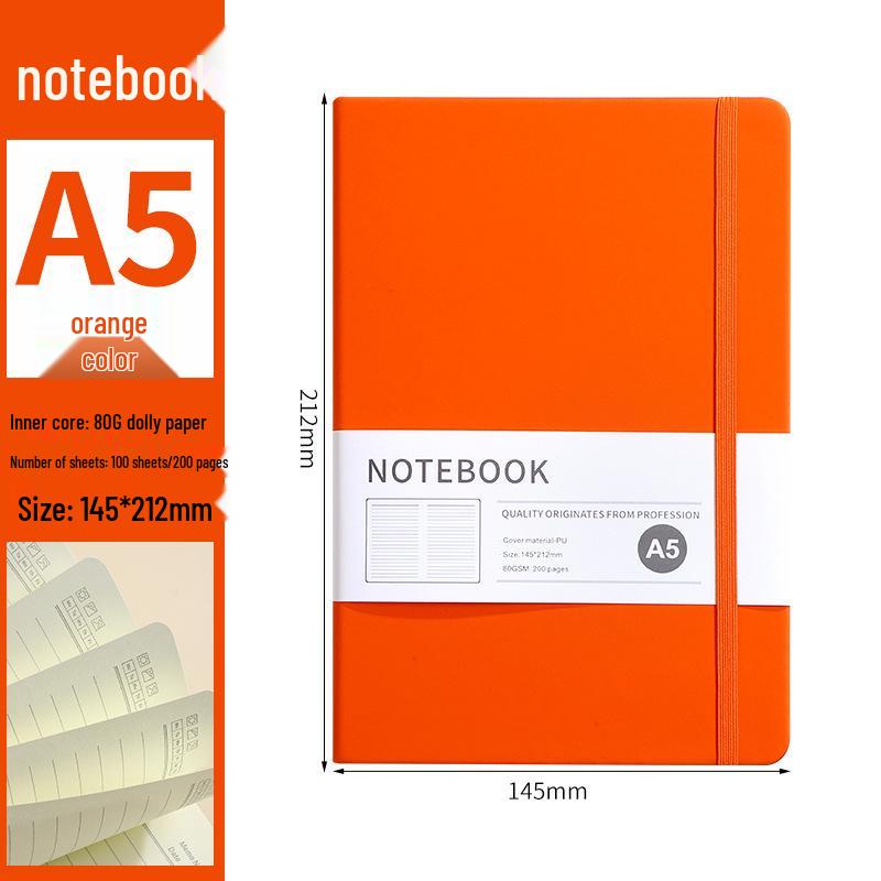 A5 Faux Leather Strap Notebook with Elastic Band - Customizable Business Office Journal