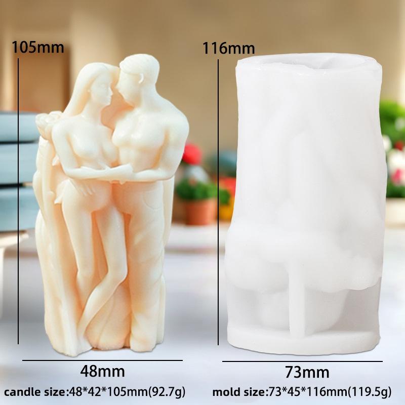 

3D Valentine s Day Candle Mold DIY Handheld Rose Couple Kiss Sculpture Aromatherapy Gypsum Mold Chocolate Cake Baking Decor Gift