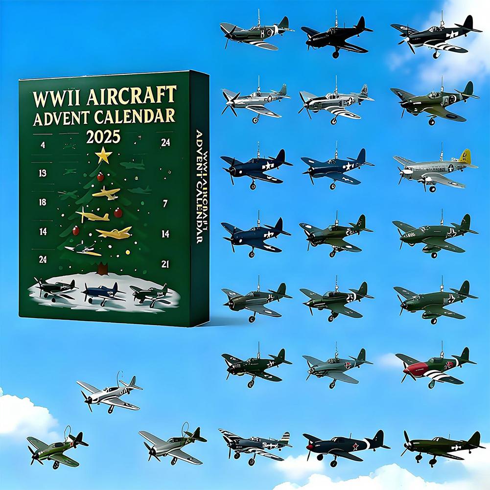 1pcs 2025 Aircraft Advent Calendar Christmas Countdown Fighter Jet Surprise Gift Military Theme Acrylic Ornaments Collection