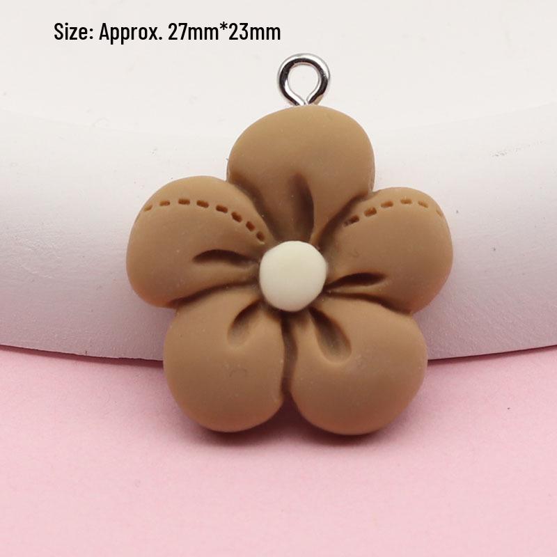 Fresh Cartoon Resin Sunflower Keychain Pendant - DIY Five-Petal Flower Ornament Accessory