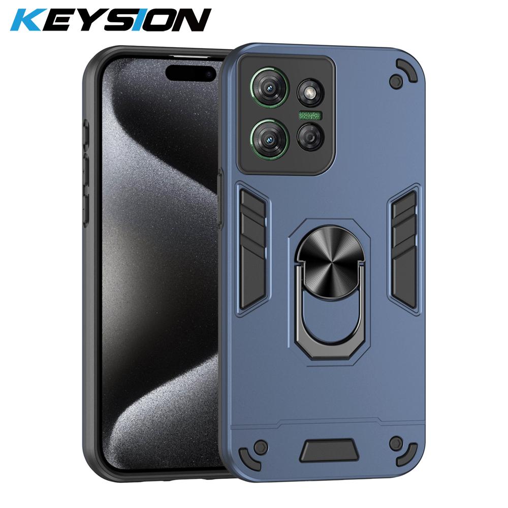 KEYSION Shockproof Armor Case for Motorola Moto G Power 2025 Soft Silicone+PC Ring Stand Phone Back Cover for MOTO GPlay 5G 2025