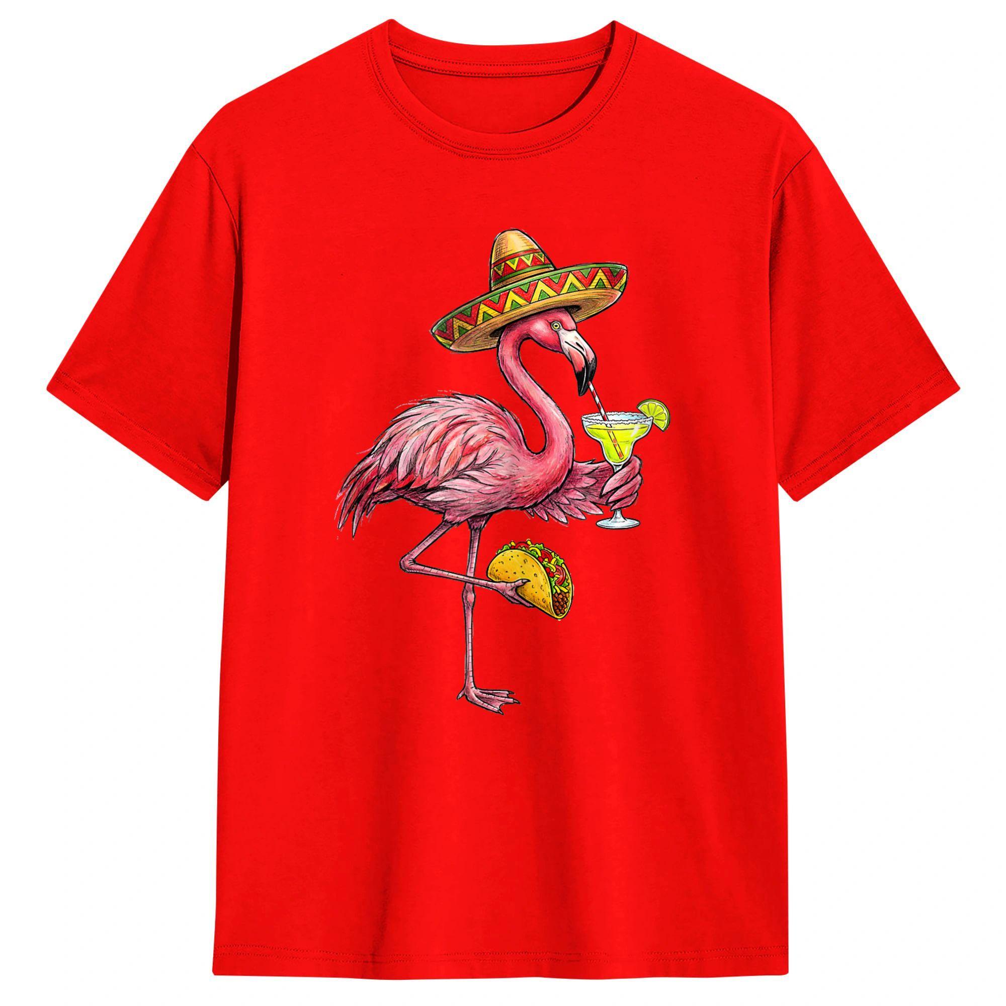 

Mexican Flamingo Tacos Cute Cinco De Mayo Fiesta Animal TShirt Unisex Vintage TShirts Summer O Neck Novelty Tees Design Tops S