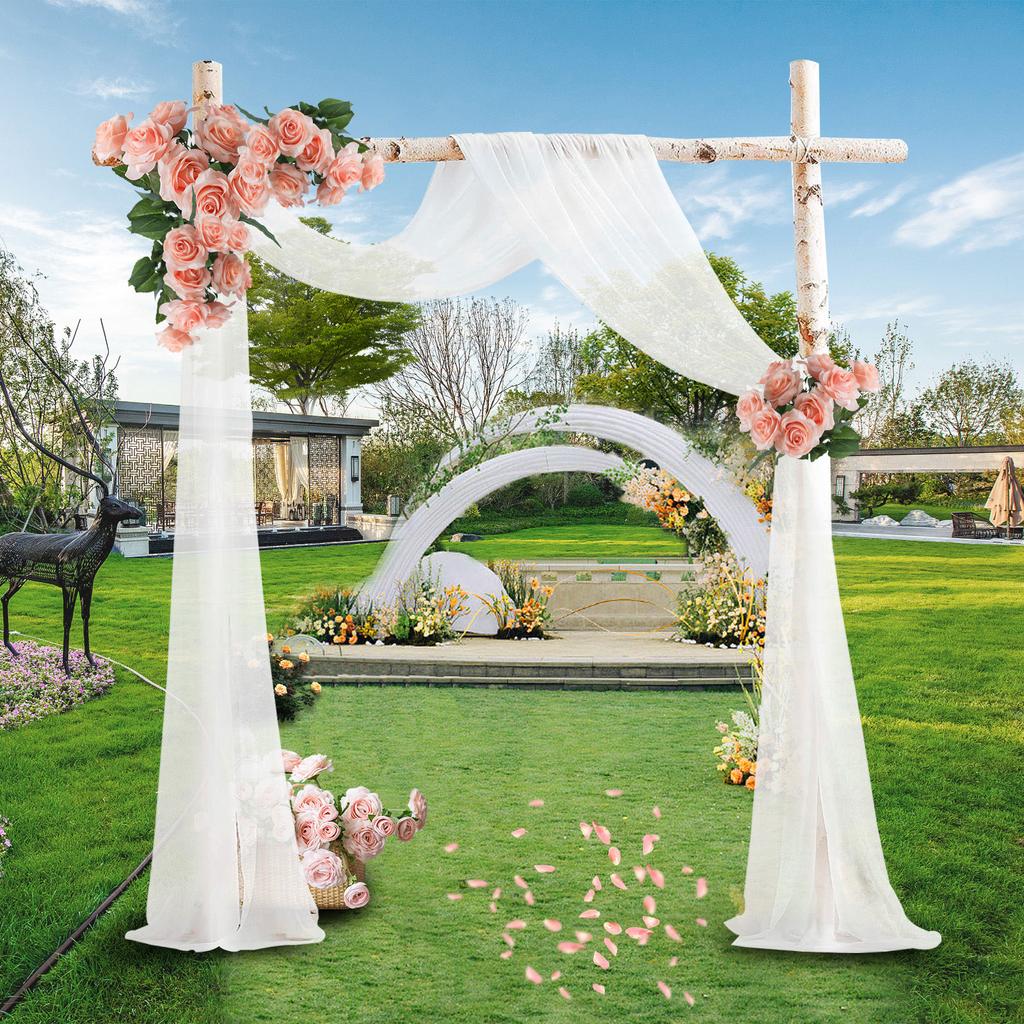 Terrassen Schal Gardine Bogen Vorhang Veranda Hof Hochzeitszeremonie Party Dekoration Transparenter Voile Tüll Fensterpaneel